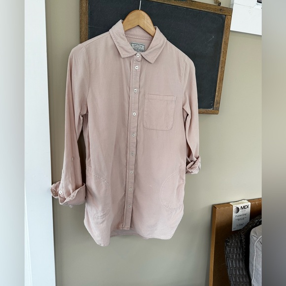 Fatface Women’s Long Sleeve Beige Blush Pink Fine Wale Corduroy Tunic Shirt - Picture 1 of 12